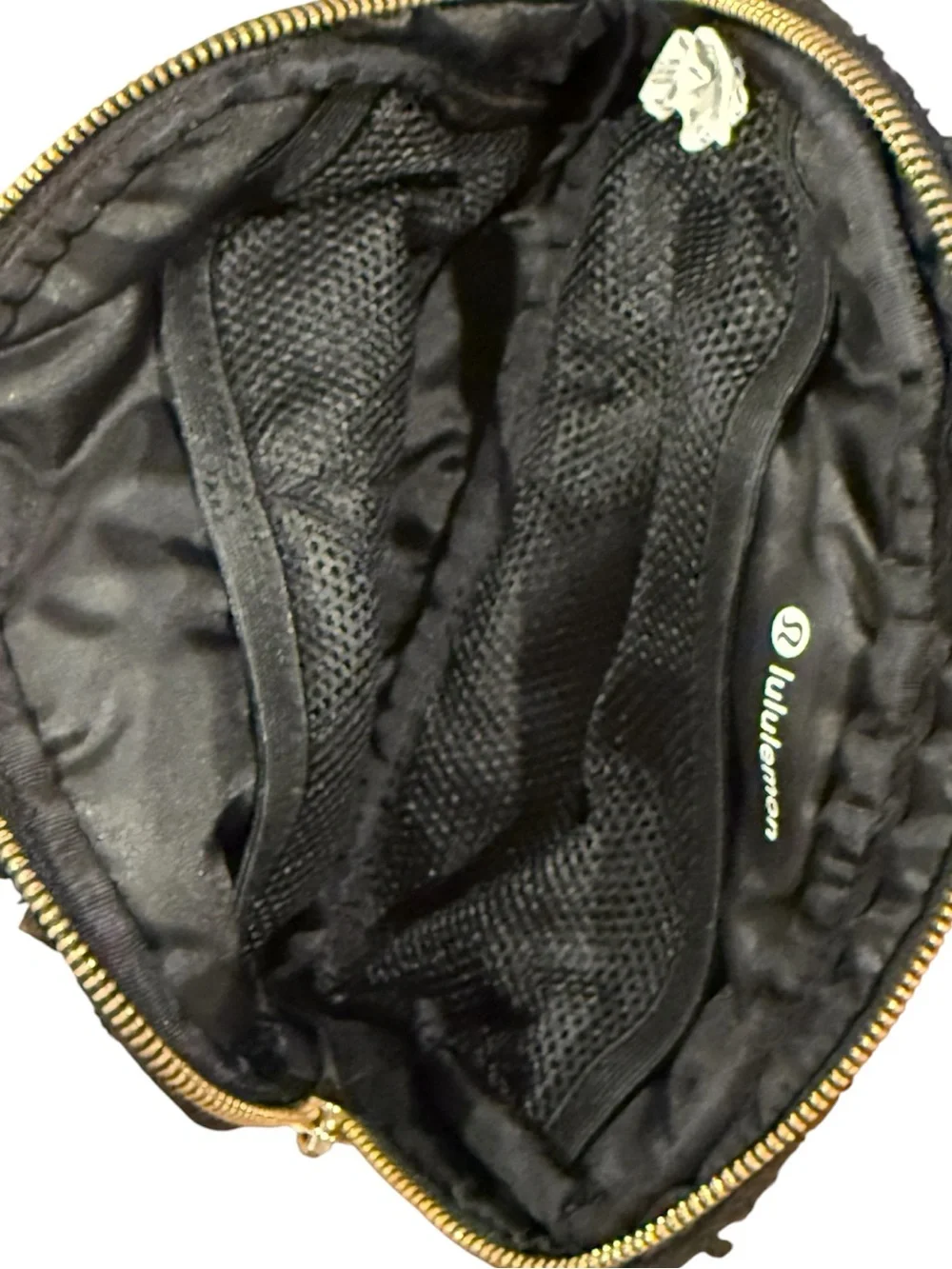 Lululemon Everywhere Belt Bag Textured Black Sherpa Fleece Gold Hardware